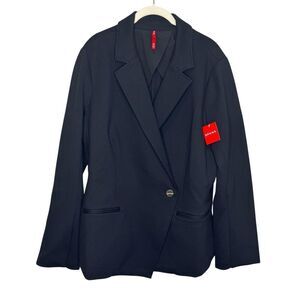 Spanx Blazer Womens 1X Black Perfect Asymmetrical Tailored One Button Stretch